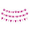 Vicycaty Puppy Dog Birthday Banner, Mother Puppers, It'S My Bday, Pink Pennants, 98.43X16.69 Inches Cardboard