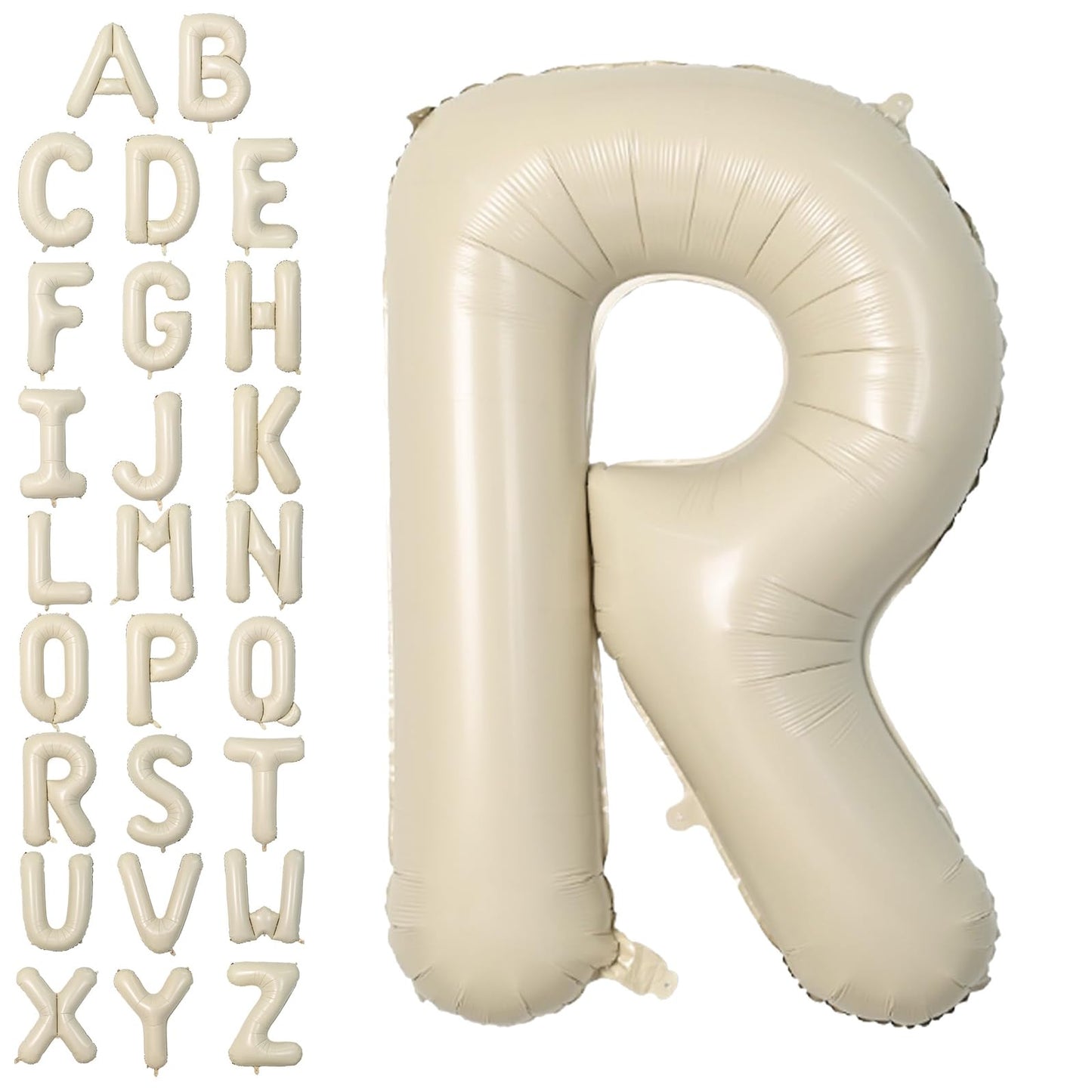 Letter Balloons Beige,40 Inch Letter R Balloons,A-Z Alphabet Name Foil Balloons,Big Single Cream Aluminum R Word Balloons Helium