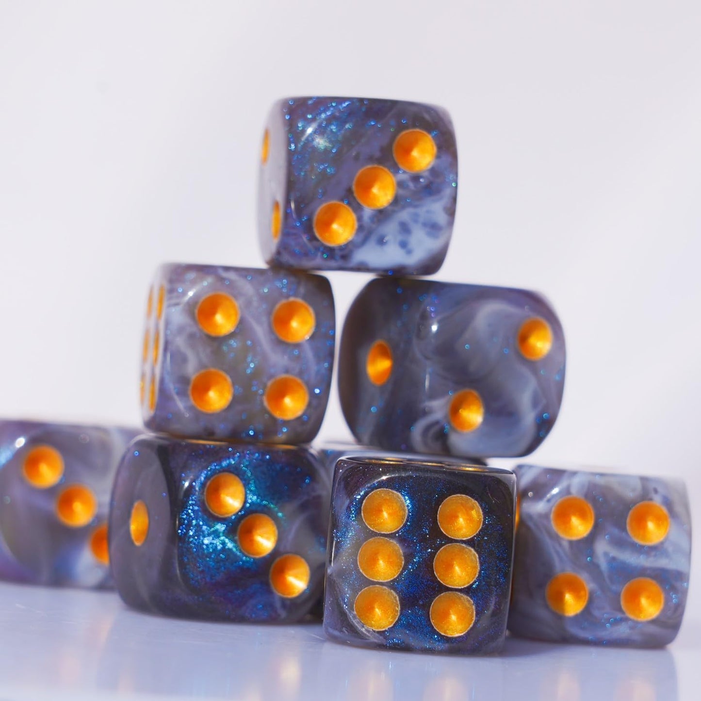 10 PC D6 dice 16mm Acrylic Dice Set for RPG MTG DND Dice Table Games and Board Games (Gray + Blue)