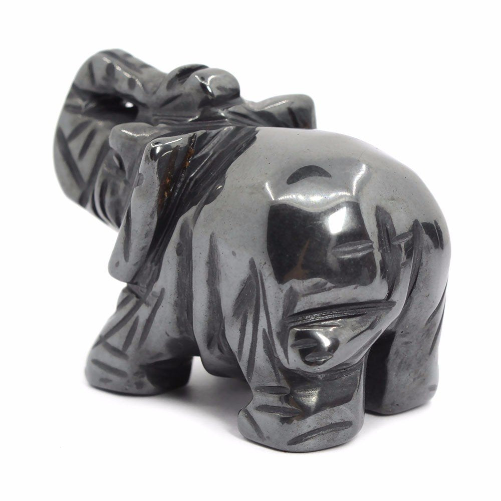 Justinstones Carved Natural Hematite Gemstone Elephant Healing Guardian Statue Figurine Crafts 2 Inch