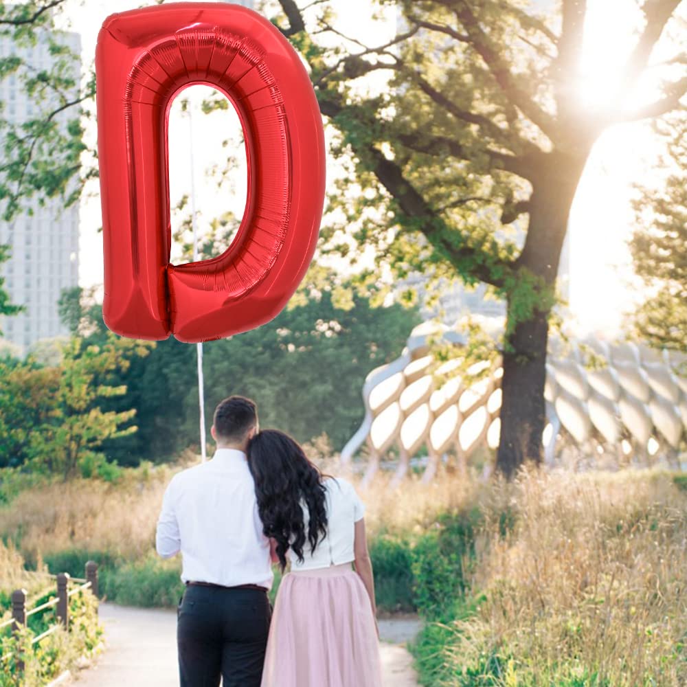 Toniful 40 Inch Large Bright Red Letter Balloons A-Z, Giant Jumbo Helium Foil Mylar Big Letter D Balloons For Birthday Party Ann