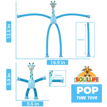 12Pack Telescopic Suction Cup Giraffe Toy, Pop Tubes Toddler Travel Toys, Educational Fidget Toys For Anxiety Kids For 3 4 5 6 7 8 9 Year Old Boys Girls