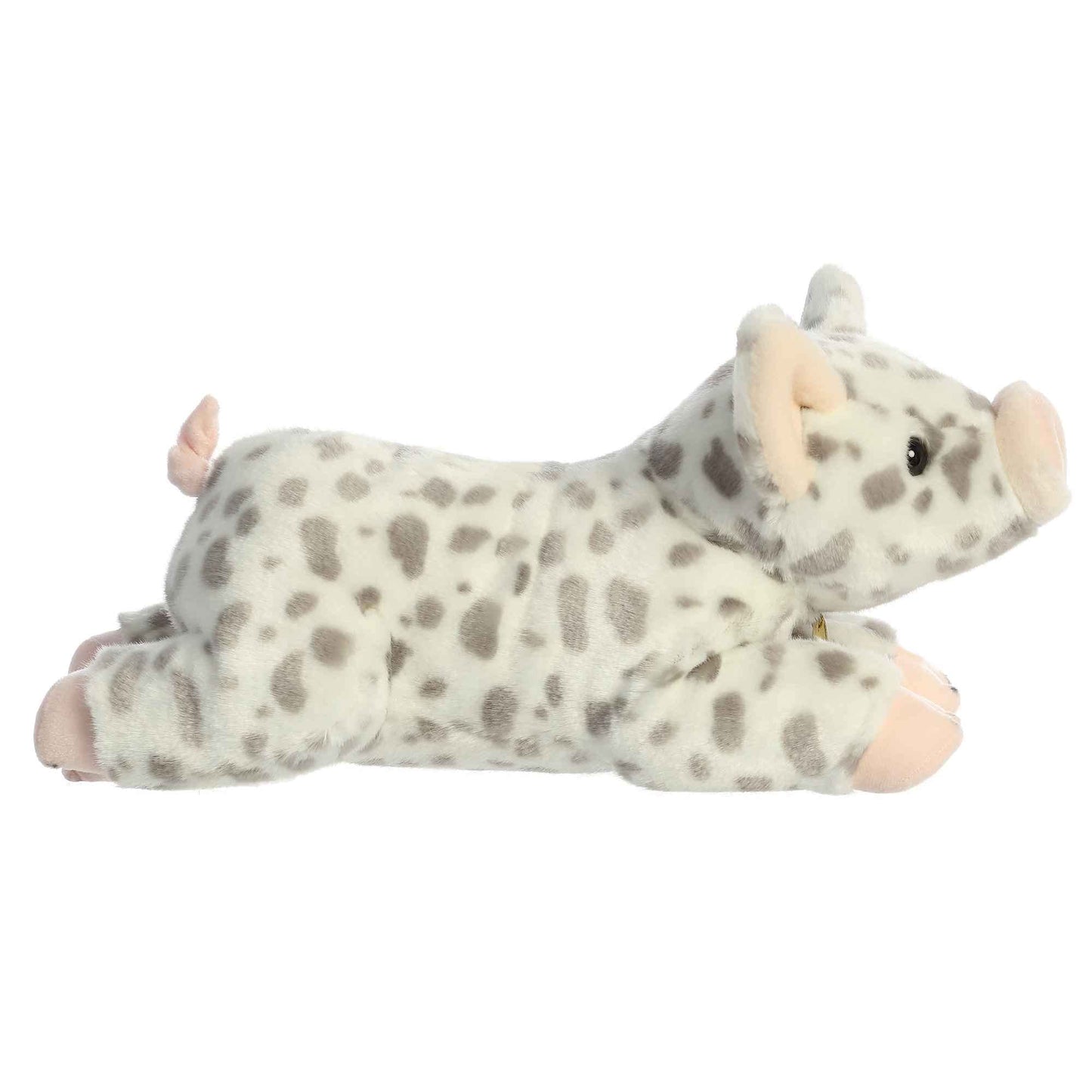 Aurora® Realistic Miyoni® Spotted Piglet Stuffed Animal - Lifelike Detail - Cherished Companionship - White 15 Inches