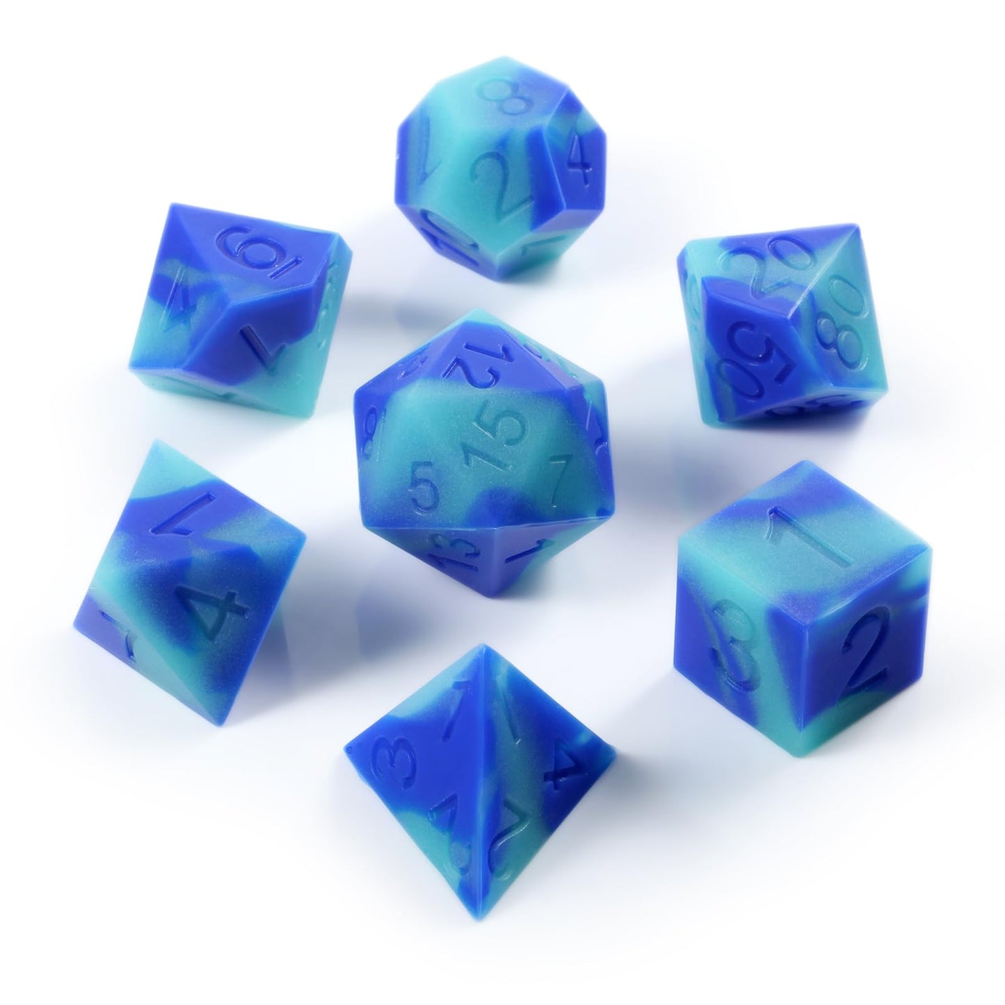 Silicone Glow in The Dark DND Dice, DNDND 7PCS Silicone Rubber D&D Dice Set with Clear Plastic Display Case for DND Role Playing