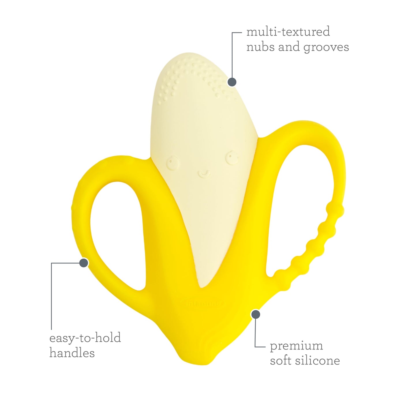 Infantino Lil' Nibbles Textured Silicone Baby Teether - Sensory Exploration And Teething Relief With Easy To Hold Handles, Yello