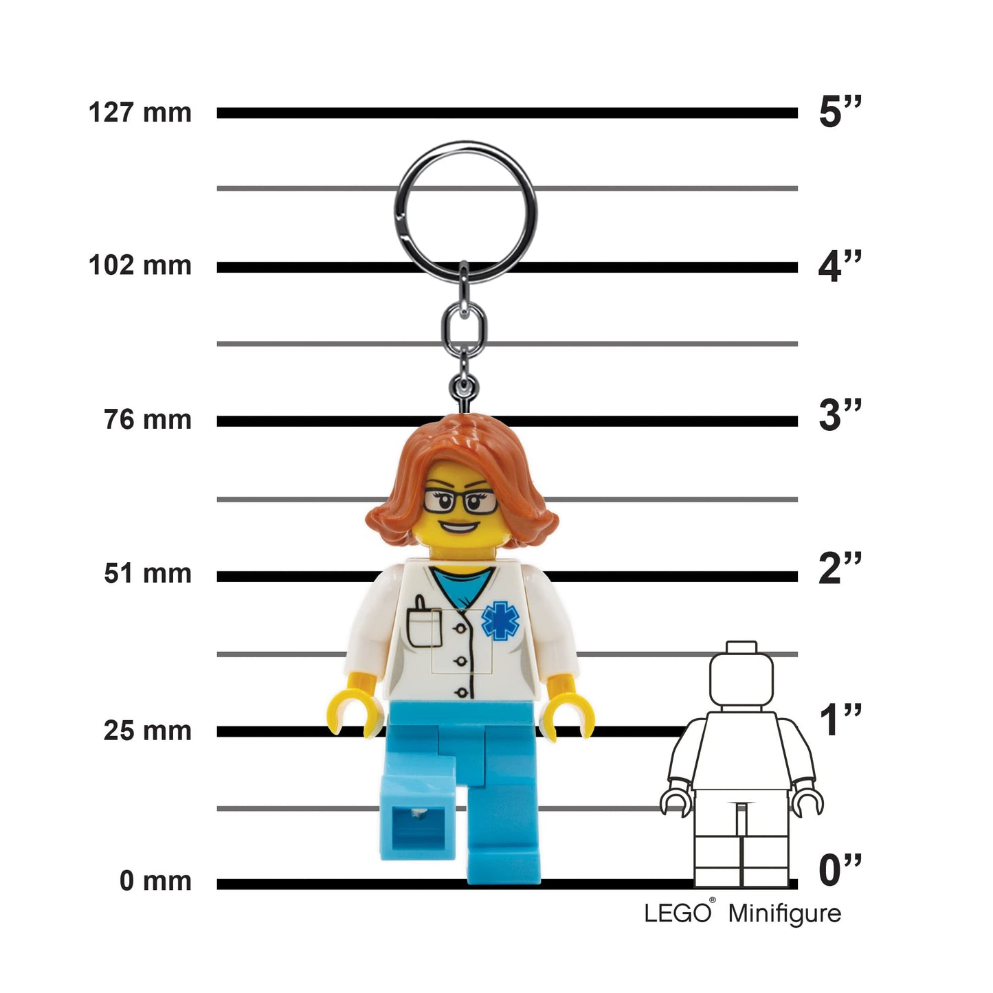 Lego City Large 3 Inch Tall Figure Keychain Light - Doctor (Ke185H)
