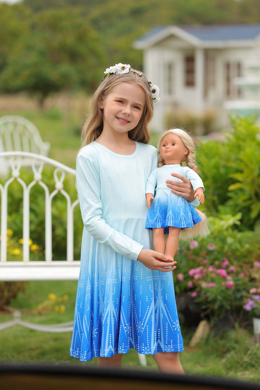 Bow Dream Cute Girl Dress And Matching American Girl Doll Clothes Accessories For Girls Dresses Size 130