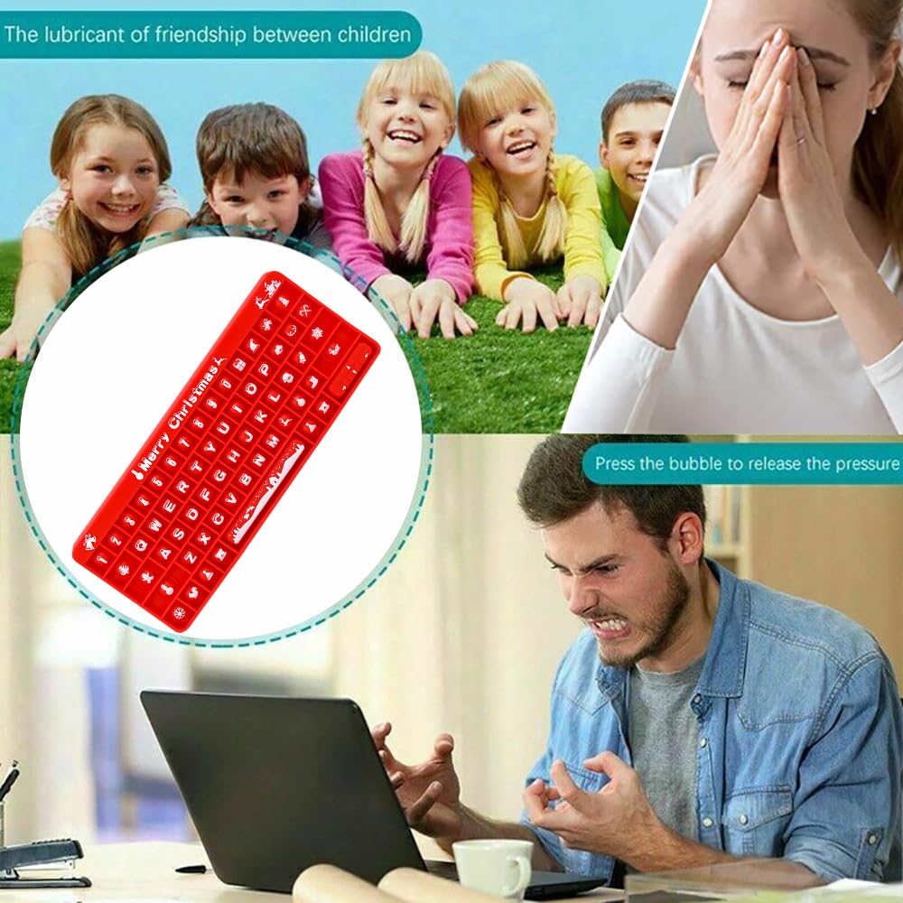 Christmas Push Toy Pop Bubble Fidget Sensory Toys Push It Pop Fidget Toys Christmas Keyboard Shape, Pop Silicone Popper Toy Learning Materials Game Gift For Kids (Christmas)