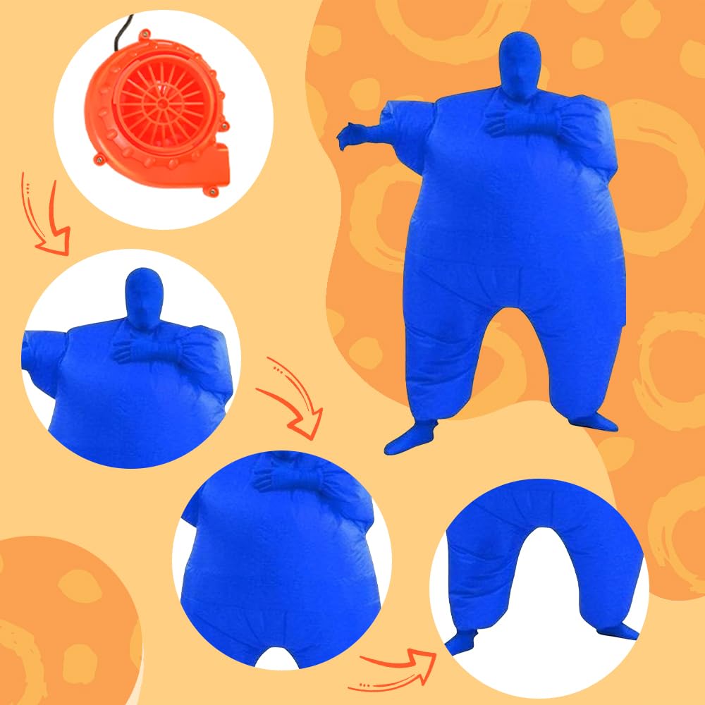 Qshine Inflatable Full Body Jumpsuit Cosplay Costume Halloween Funny Fancy Dress Blow Up Party Toy (Blue)