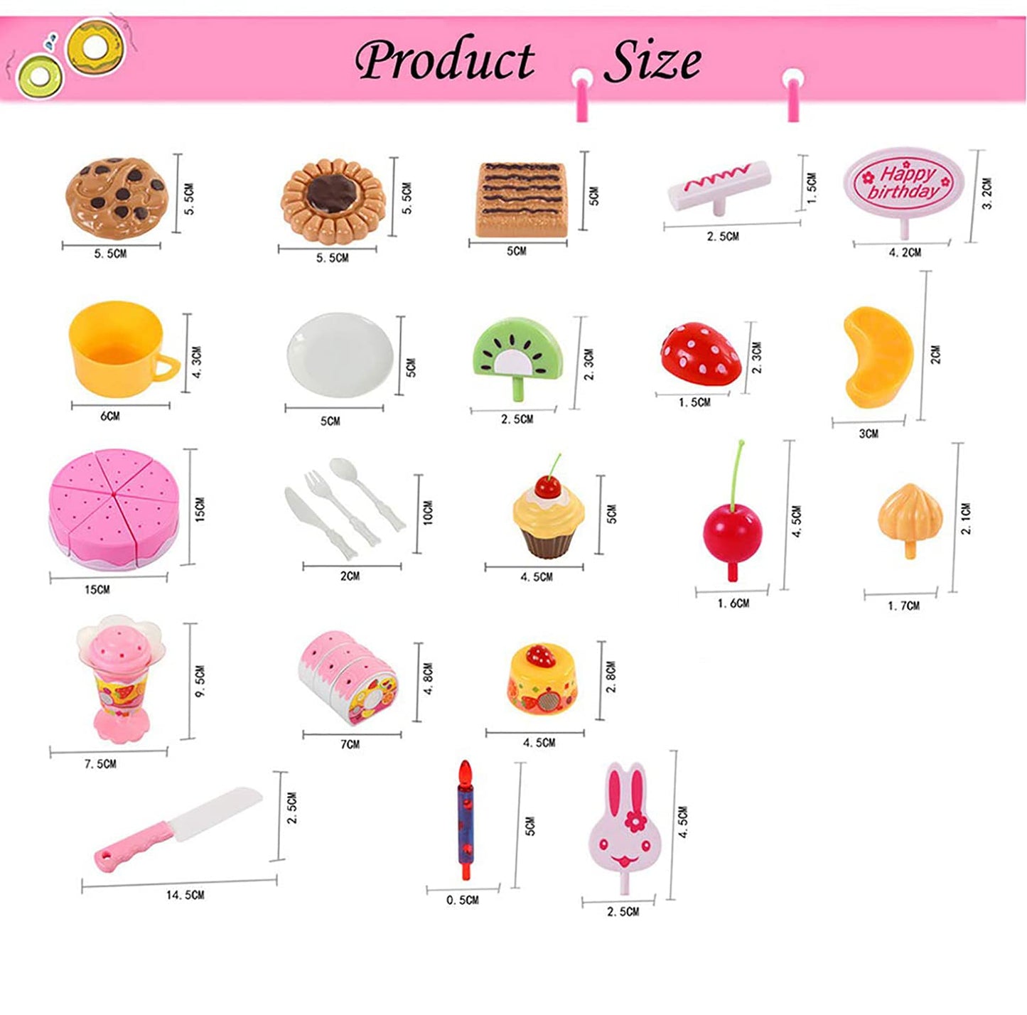 HenMerry 75PCS Birthday Cake Toy DIY Cutting Cake Play Set Kids Play Kitchen Food Pretend Play Cake Toy Best for Girls Birthday