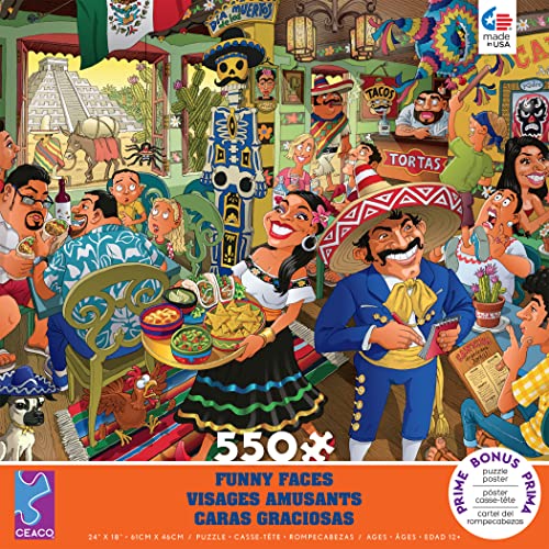 Ceaco - Funny Faces - Mexican Restaurant - 550 Piece Jigsaw Puzzle 24 X 18