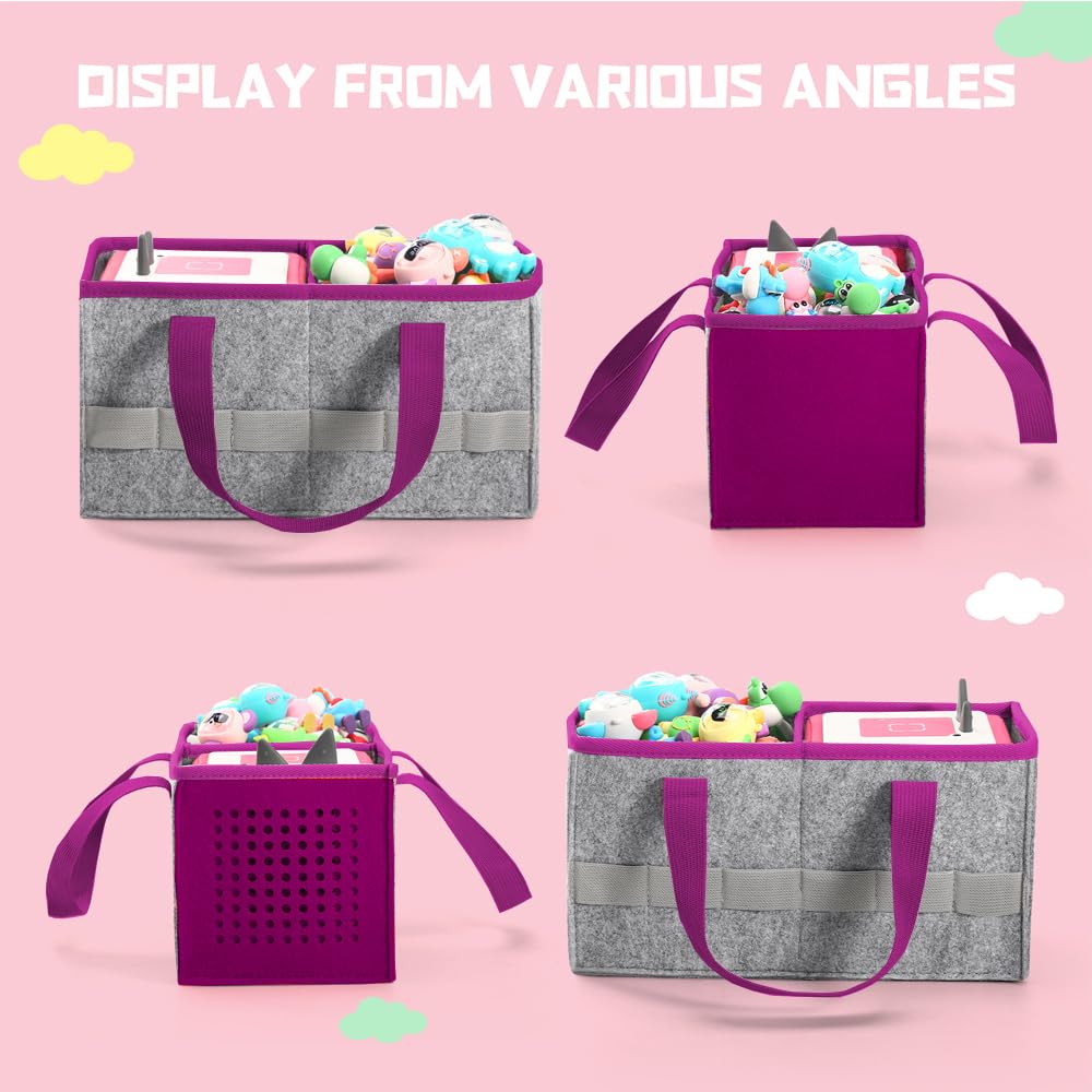 Portable Carrying Case Compatible With Toniebox Starter Set And Tonies Figurines,Travel Felt Cloth Musical Toy Folding Bag For Toniebox Accessories (Deep Purple)