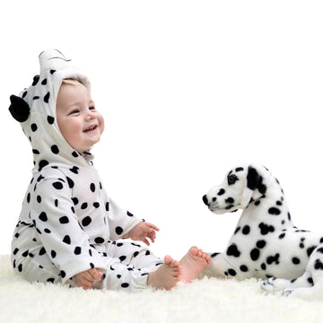 Hollyhome Baby Romper Dalmatians Puppy Cosplay Costume Cuddly Dog Toddler Cosplay Clothing One-Piece Jumpsuit Animal Cosplay Outfits Costume For 0-6M