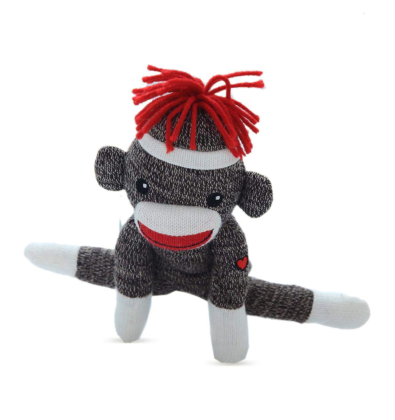 Plushland Adorable Sock Monkey 8 Inches Tall - Soft Realistic Plush Knitted Stuffed Animal Toy Gift - For Kids, Babies, Teens, Girls And Boys (New Brown)