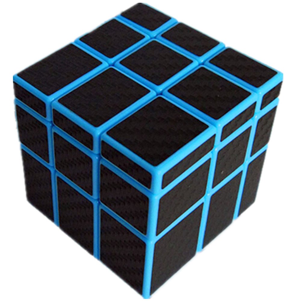Cuberspeed Unusual Blue Mirror Cube Black Carbon Fiber Stickers 3X3 Magic Cube Mirror Blocks Blue Speed Cube