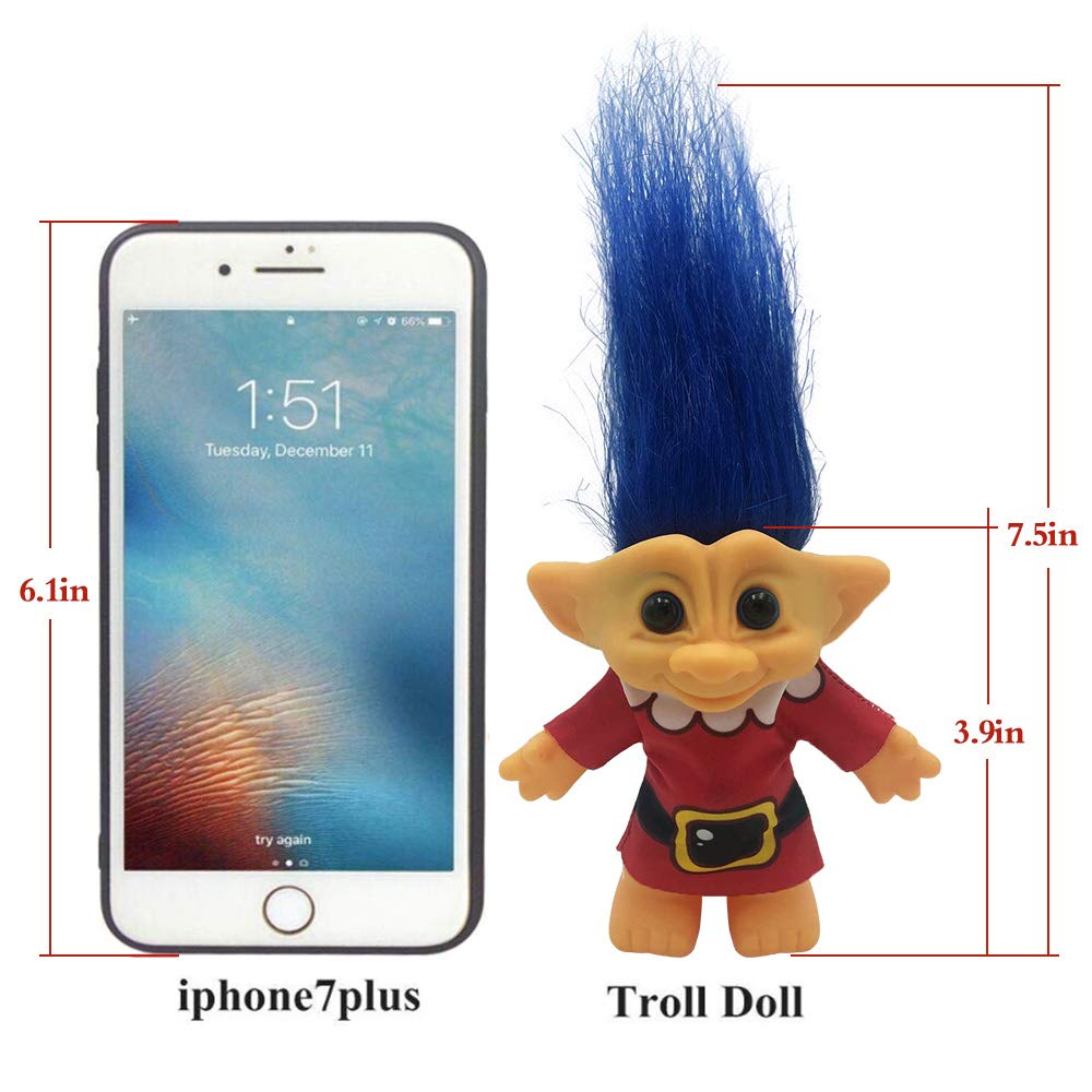 Lucky Troll Dolls,Vintage Troll Dolls,Christmas Dolls Chromatic Adorable for Collections, School Project, Arts and Crafts, Party