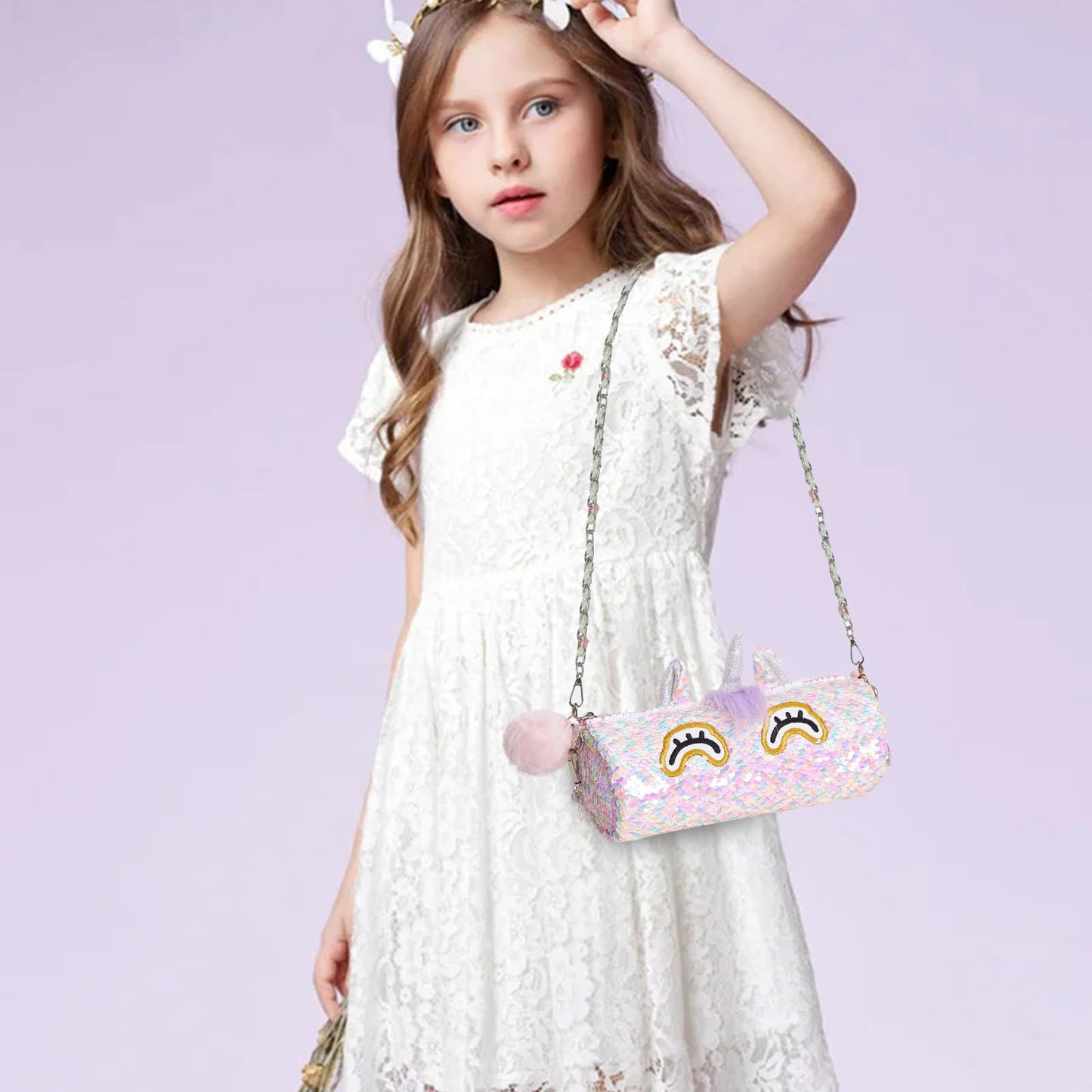 Cozyworld Unicorn Purse Flip Sequin Fashion Handbags For Girls Kids Plush Animal Shaped Purse, Easter Basket Stuffer Gifts Ages