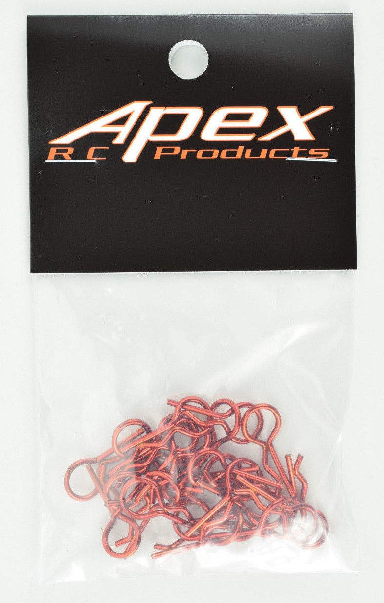 Apex RC Products Orange 1/10 Large Bent RC Anodized Body Clips - 25pcs #4031OR