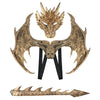 Kids Dinosaur Costume Dress Up Wings Dragon Tail Mask Set Halloween For Children Birthday Party Favors Gifts (Gold)