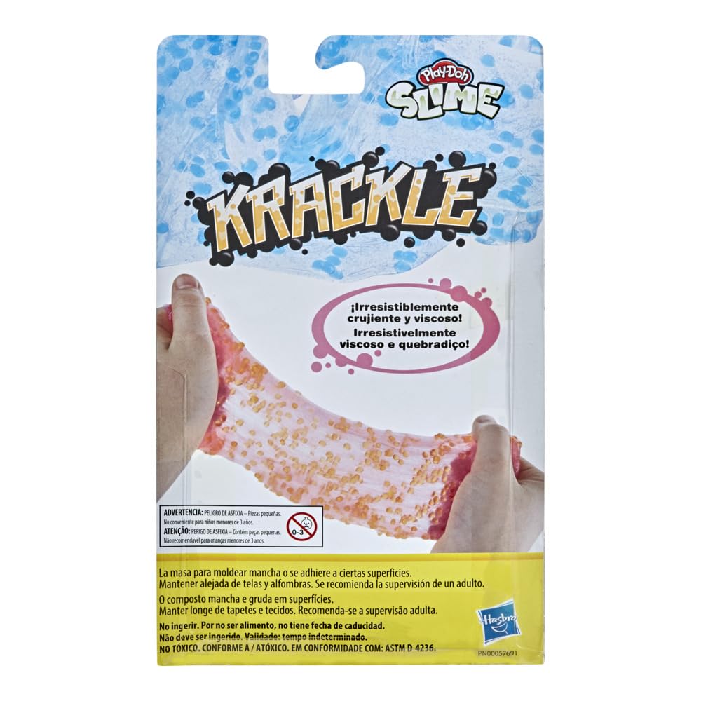 Play-Doh Krackle Slime Blue & Pink 2 Pack of Slime Compound with Beads for Kids 3 Years & Up