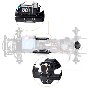 Hobbypark Frame Brass Side Bars, Brass Diff Covers Weight For Axial Scx24 Upgrades 1/24 Rc Crawler Car Scx24 Deadbolt Chevrolet