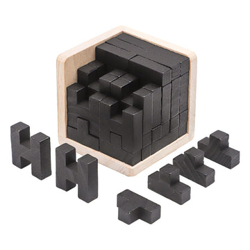 Wooden Brain Teaser Puzzle Cube Wooden Puzzles T-Shaped Jigsaw Logic Puzzle Educational Toy For Kids And Adults By Ahyuan (T And H Shape Black)