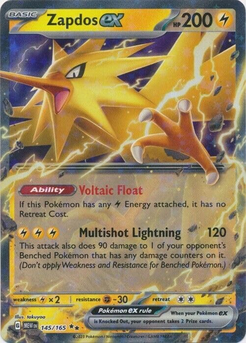 Pokemon - Zapdos Ex 145/165 - Pokemon 151 - Double Rare - Holo Foil - Single Card