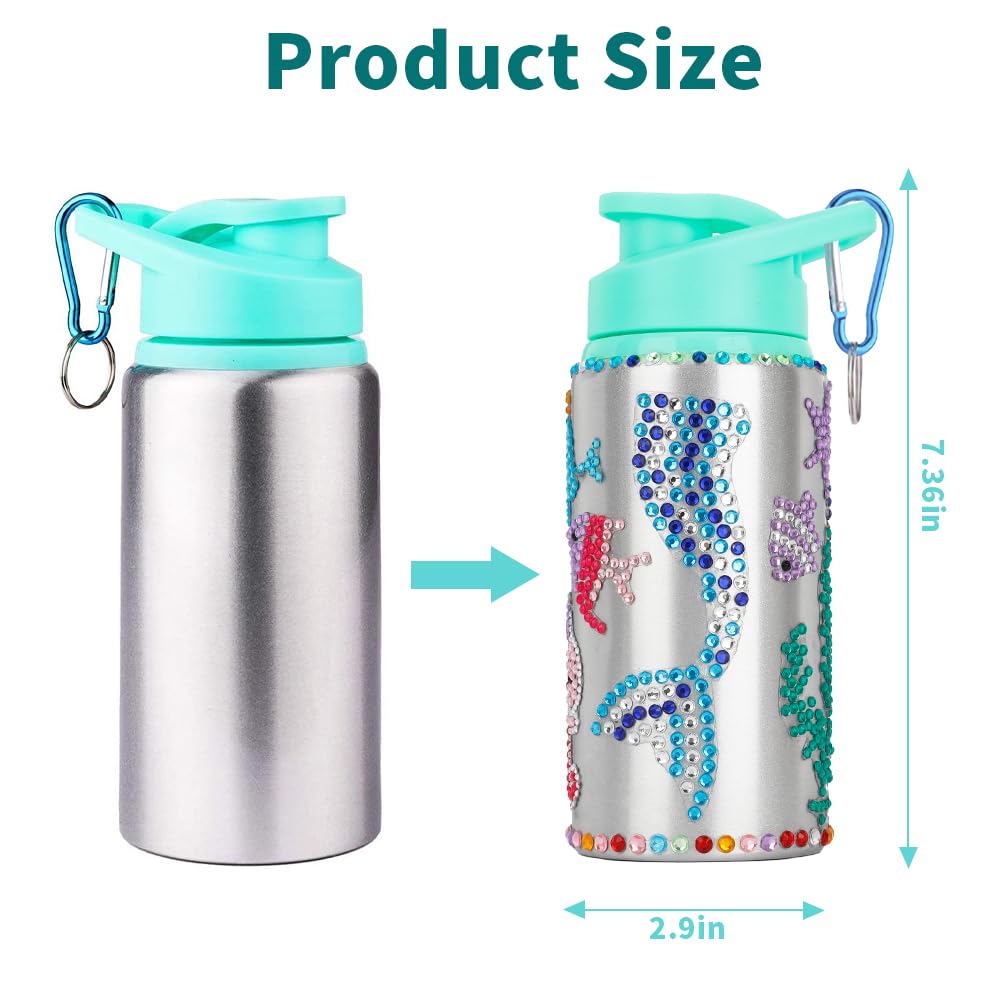Gift For Kids, Decorate Your Own Water Bottle Kits For Girls Age 4-6-8-10-12, Mermaid Gem Stickers Crafts, Fun Diy Arts And Craf