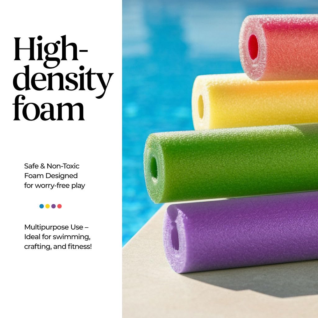 Play22 Pool Noodles Foam 6 Pack - Soft Large Rainbow Foam Noodle Tube, 6 Colors Bulk Swim Noodles, Multi-Purpose, Pool Toy, Floa