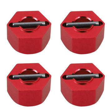 Aluminum Rc Front & Rear Wheel Hubs Hex 12Mm Upgrade 1654 For 1/10 Traxxas 4X4 Slash Hoss Stampede Rustler 4Wd (Red)