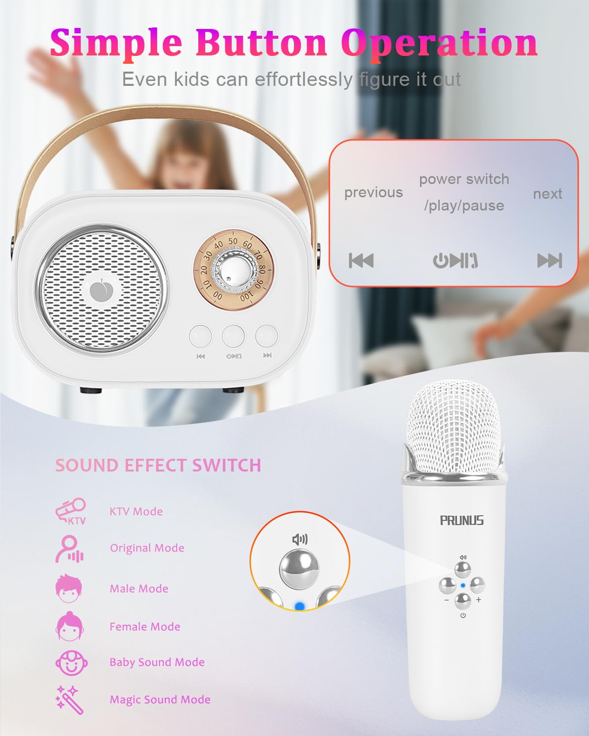Mini Karaoke Machine For Kids&Adults,Portable Bluetooth Speaker With Wireless Microphones And Stereo Sound Enhanced Bass,Gifts F