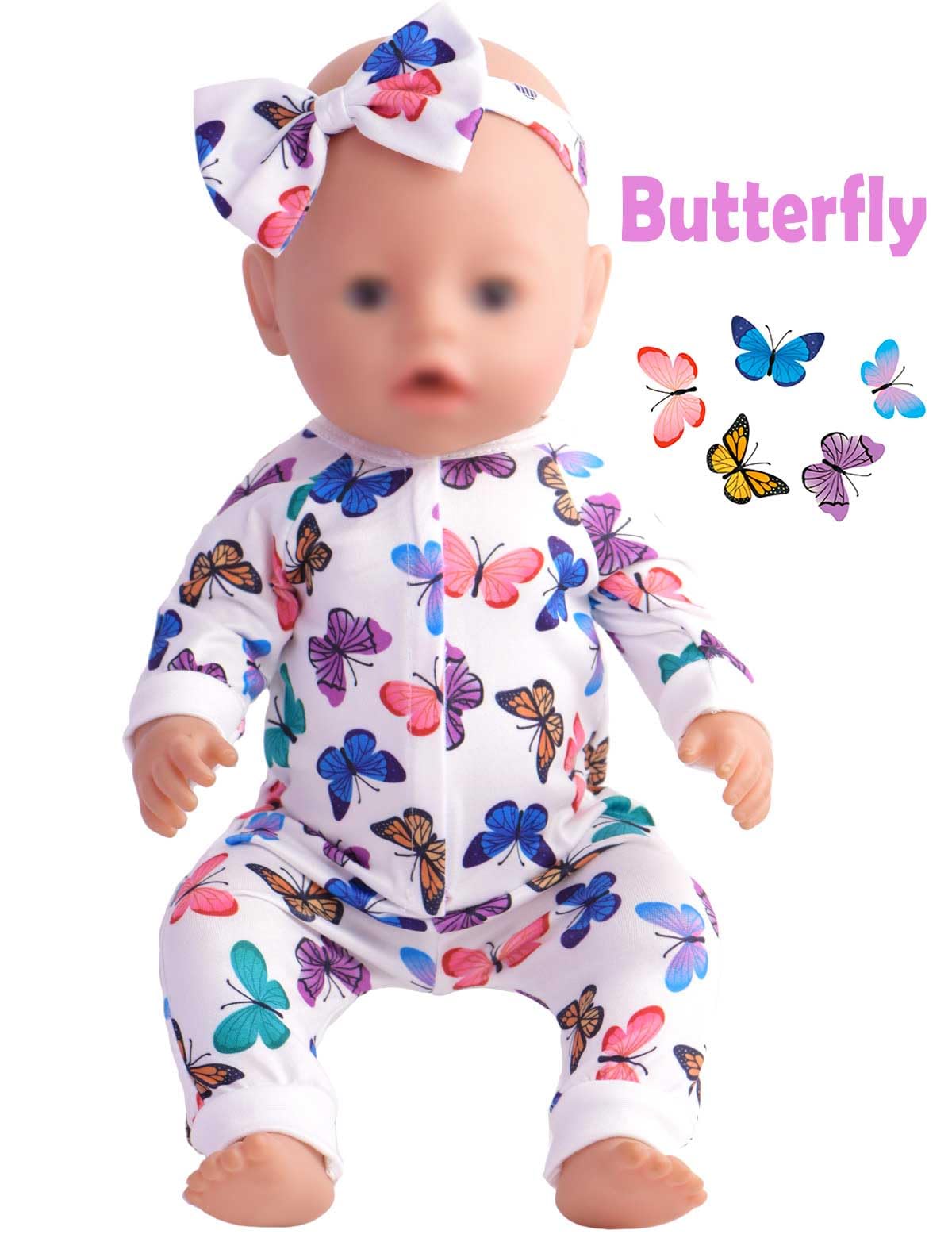 Sweet Dolly Baby Doll Accessories 5 Set Baby Doll Clothes And Headbands For 15 Inch Doll To 18 Inch Doll, 10 Pcs In Total Doll Clothes And Accessories