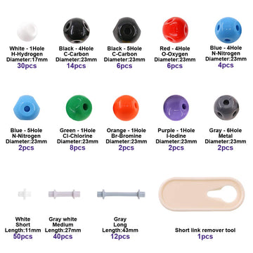 Swpeet 179 Pcs Organic Chemistry Molecular Model Student And Teacher Kit, Chemistry Molecular Model Student And Teacher Set - 76