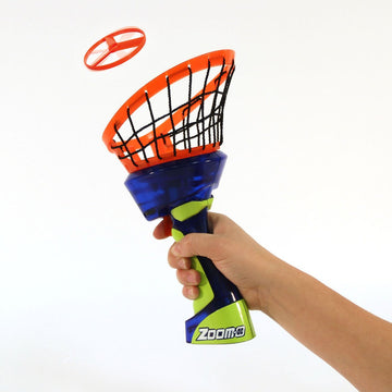 Zoom-O Flying Disc Launcher W/Catch Net | Catch And Shoot Plastic Discs Up To 100 Feet In Air | Fun Outdoor Toy For Boys And Gir