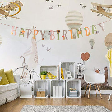 Sunbeauty Woodland Party Decorations Woodland Happy Birthday Banner Forest Animal Garland For Kids Boys Girls Baby Shower Woodla