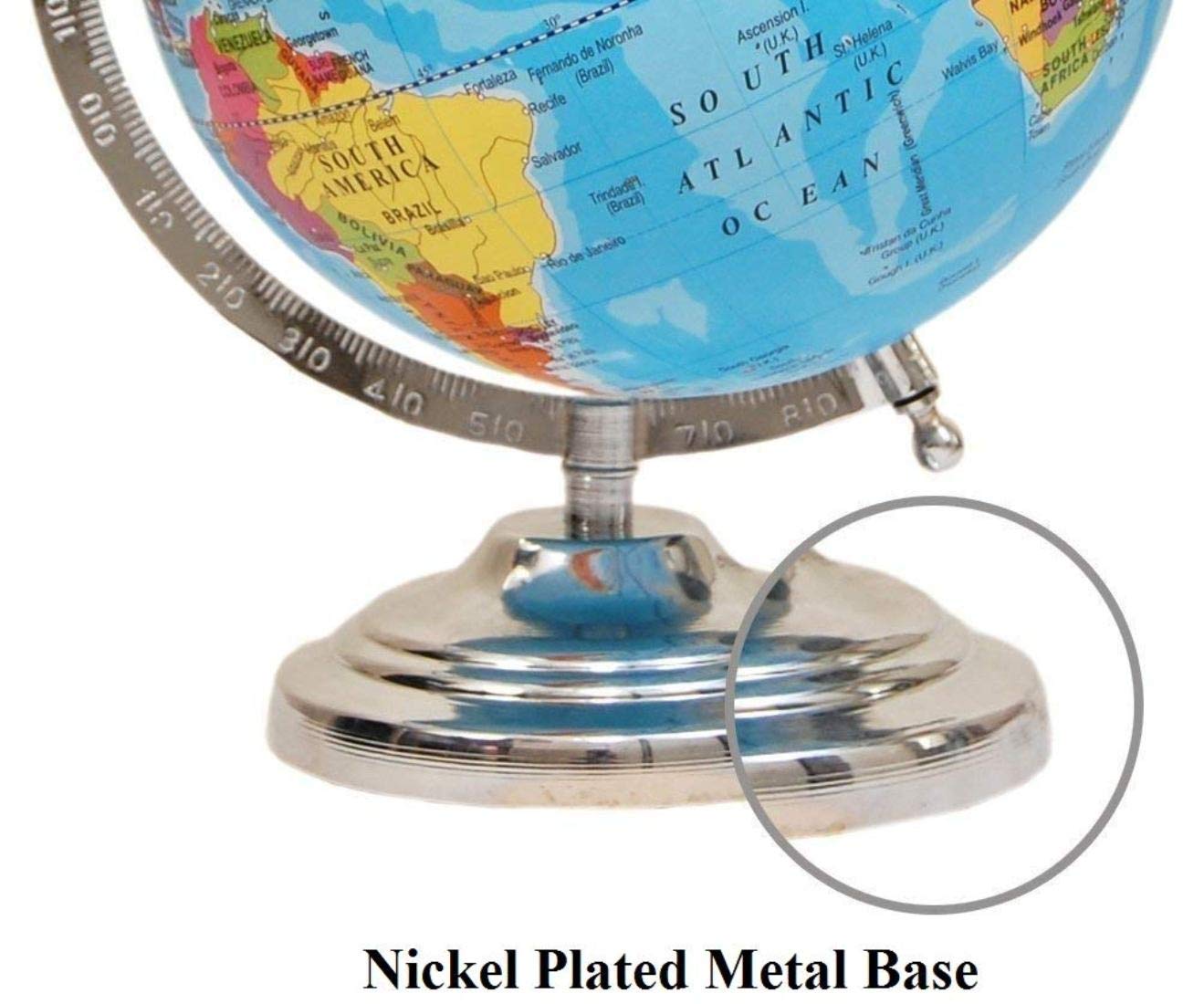 Geokraft Educational Political Metal Base Stem Globe With Magnifying Glass For Kids (8 Inch, Blue)