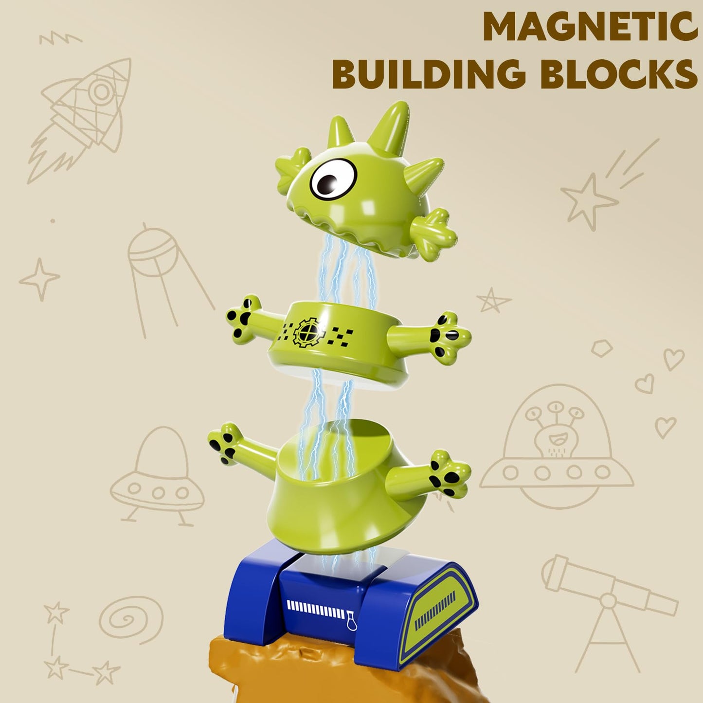 Temi Magnetic Robot Toy For 3-5 Years Old - Monster Blocks Stacking Transform Toys With Storage Box, Set For Kids Age 3 4 5 6 7 Years Old Boys, Christmas & Birthday Gift