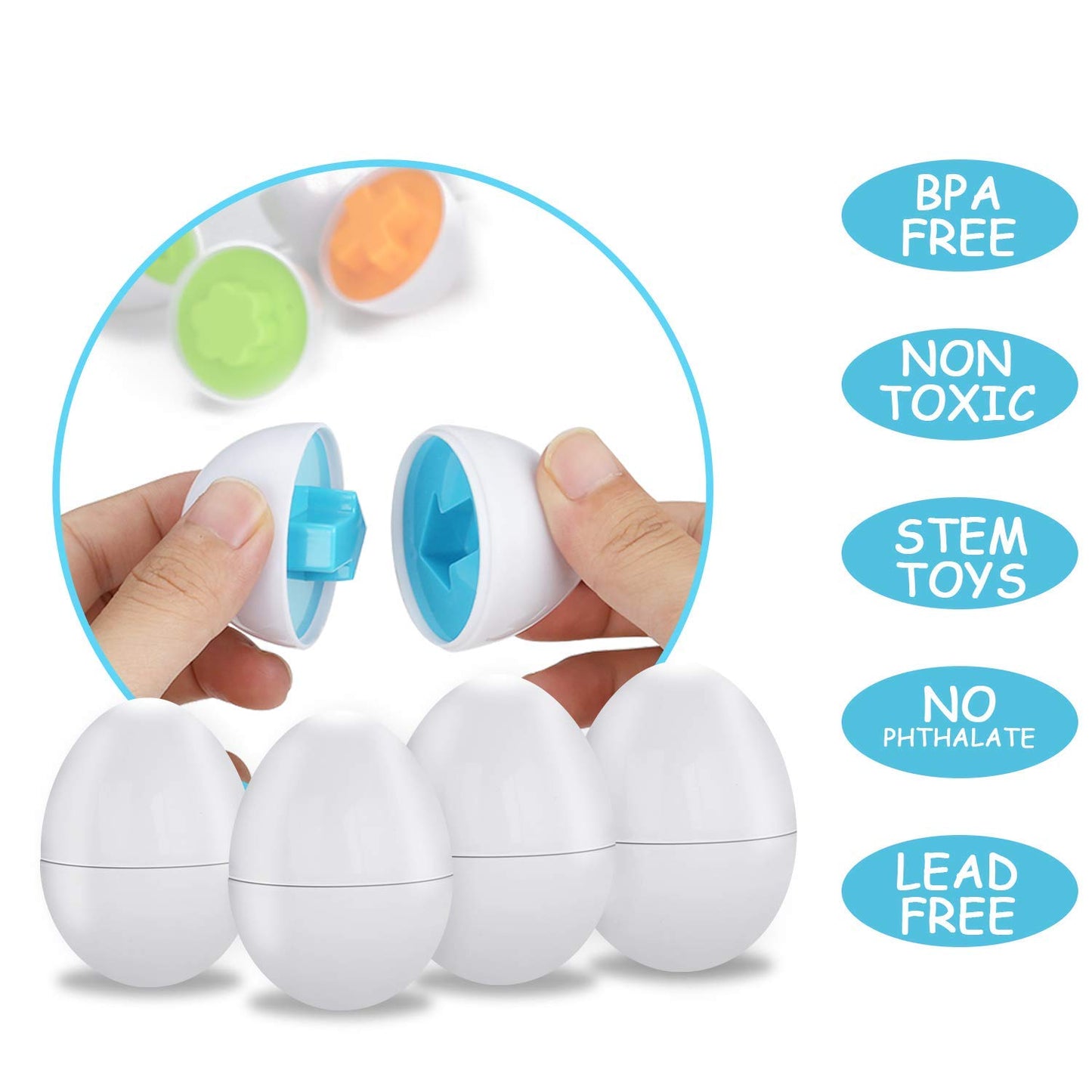 Toddler Toys - Color Matching Egg Set - Educational Color, Shapes And Sorting Recognition Skills - Puzzle For Kid Baby Boy Girl, Easter Basket Gift (6 Eggs)