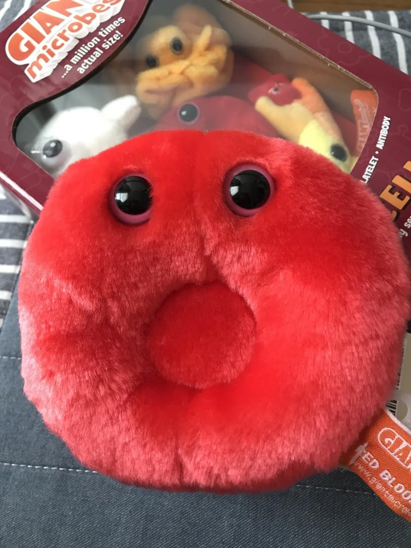 GIANTmicrobes Red Blood Cell Plush Toy, 7" Hematology Gift, Soft Red Plush, Model 874665001272