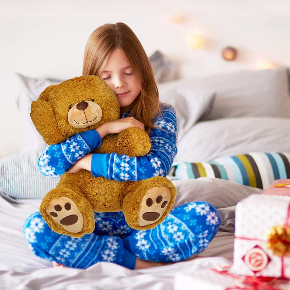 LotFancy Teddy Bear Stuffed Animal, 20" Plush Toy, Soft Brown Cuddly Bear with Footprints, Perfect Gift for Kids and Toddlers