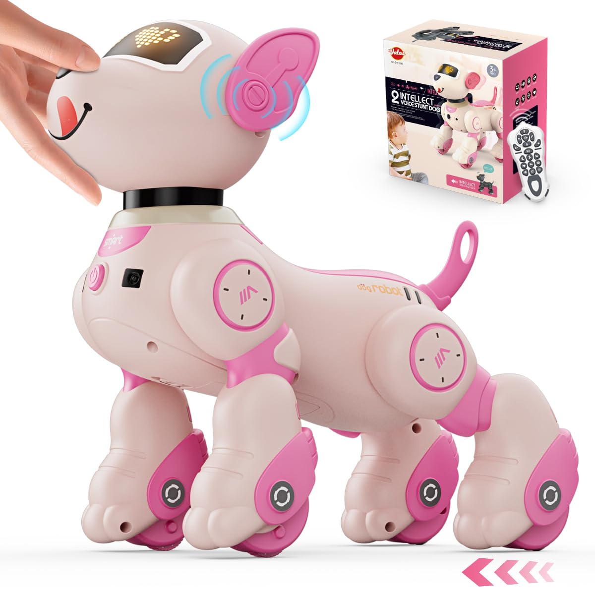 Vatos Robot Dog Toy For Kids, Voice & 2.4Ghz Remote Control Robot Pet With Interactive Touch Sensors, Over 20+ Responses, Program Mode, Robotic Puppy Toy For Kids Boys & Girls