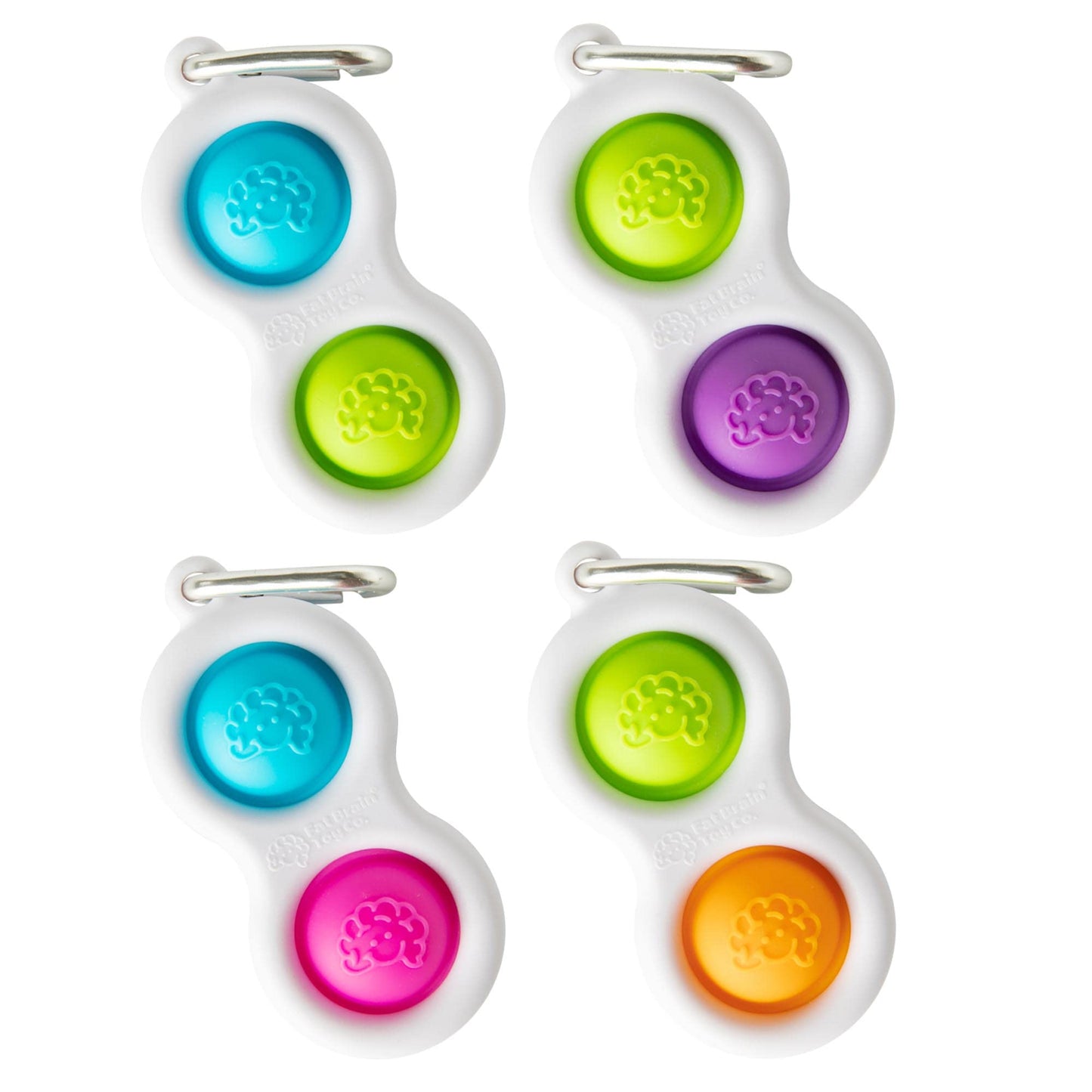 Fat Brain Toys Simpl Dimpl - Simple Dimple - Blue/Lime - Popping Fidget Keychain