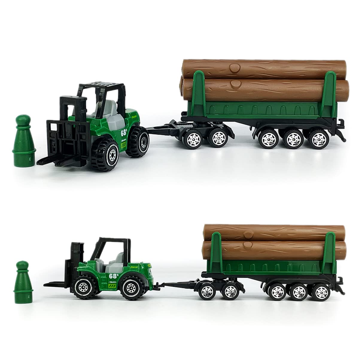 Kid's Farm Toys Tractor Trailer Trucks Vehicle Playset Grain Loader Forklift Pickup Tow Truck Towing Water Tank Log Transport, 1