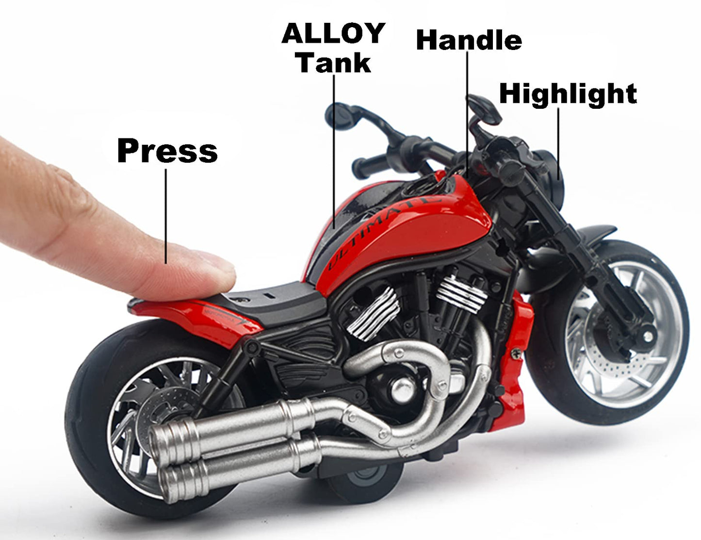Gilumza Pull Back Motorcycles Toy, Moto Gift With Music Lighting, Wolverine Motorcycle Toys For Boys Kids Age 3-12 Year Old (Bla