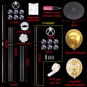 TONIFUL Gold Balloon Centerpieces Set of 4, Plastic Balloon Stand Kit for Party Decorations, Model ZPT00102MF