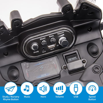 12V 7Ah Kids Motorcycle, Ride On Police Motorcycle, Licensed Bmw Kids Car With High/Low Speed, 2 Storage Boxes,Warning Lights An