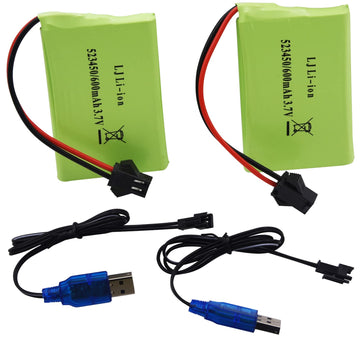 Blomiky 2 Pack 3.7V 600mAh Lithium Rechargeable Battery and 2 USB Charger Cable Compatible with Some Remote Control Robot Dog K9