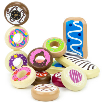 Imagination Generation Bakers Dozen Wooden Donuts, 13 Assorted Colorful Wood Eats! Pastries