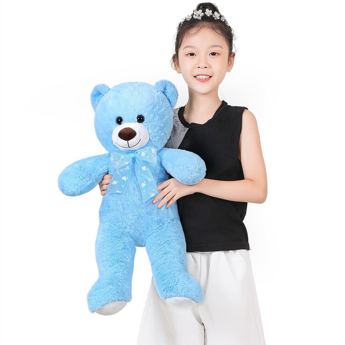 Sausudols Teddy Bear Stuffed Animal 24'' Small Teddy Bear Gift For Christmas Birthday Blue