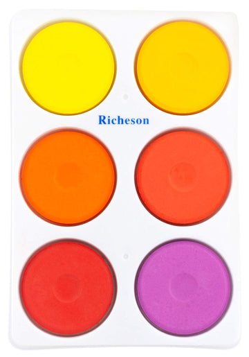 Jack Richeson Tempera Cakes Set of 6, Large Size, Assorted Warm Colors, Model 101270